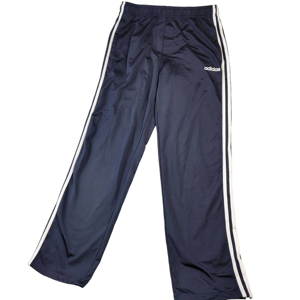 Adidas Mesh Basketball Pants Men's Size L Pull On Soccer Track 3 Stripes Blue